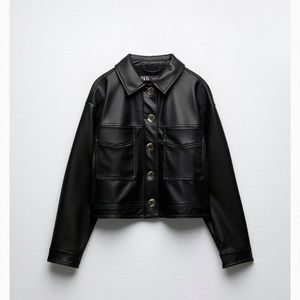 Zara Gold Button Faux Leather Jacket